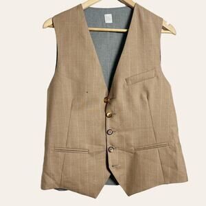 Eleventy Platinum Cashmere Brown Gray Pinstripe Waistcoat Gilet Suit Vest L NWT